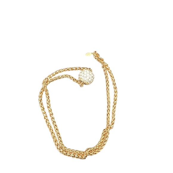 Vintage Joan Rivers Gold-Tone Necklace with Rhinestone Ball Pendant - Picture 4 of 9